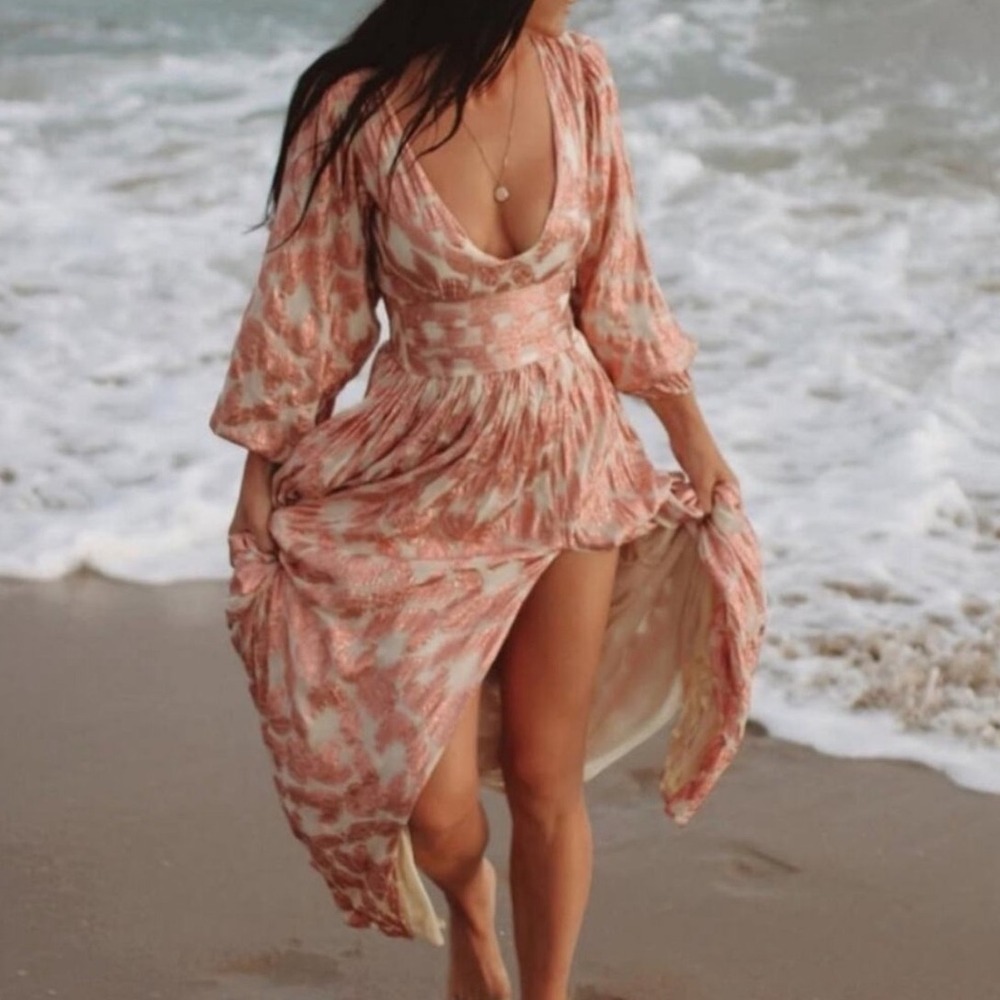 Jen's Pirate Booty Pink and Cream Maxi Dress
